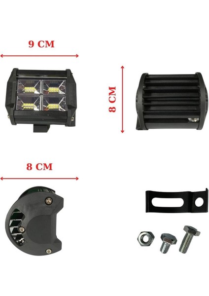 48W 16 LED Quattro Off Road Gündüz Sis Farı Lambası 9cm 12V