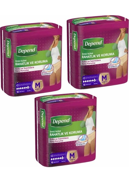 Emici Külot Bayan Orta Boy Medium Beden 10lu Paket 90 Adet