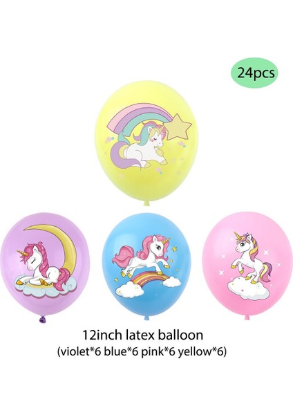 Unicorn Balonlar Parti Malzemeleri Lateks Balon 24 Adet (Yurt Dışından)