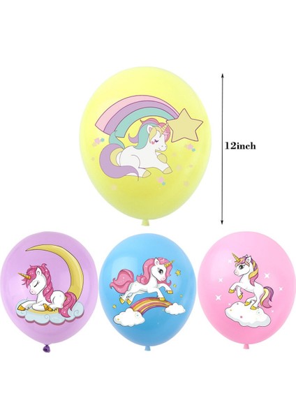 Unicorn Balonlar Parti Malzemeleri Lateks Balon 24 Adet (Yurt Dışından)