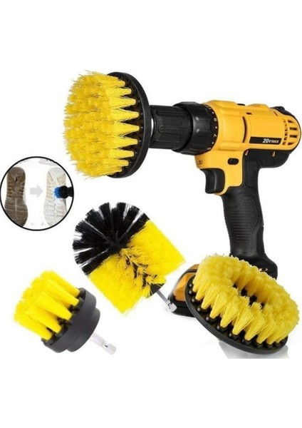 Zhltools 3lü Matkap Ucu Banyo Küvet Duşakabin Araba Tekerliği Koltuk Yıkama Temizleme Fırçası Seti