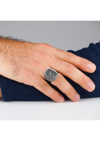 925 Ayar Gümüş Edeb Yahu Yazılı Erkek Yüzük modelleri