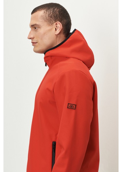 Erkek Kırmızı Standart Fit Normal Kesim Dik Yaka Softshell Mont