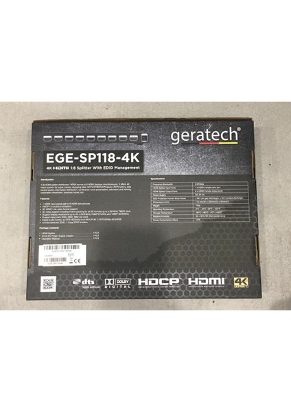 1x8 HDMI Splıtter EGE-SP118-4K Dts (1 Giriş - 8 Çıkış)