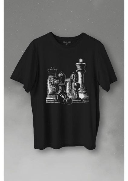 Chess Satranç Taşları Fil At Kale Vezir Santranç Baskılı Tişört T-Shirt