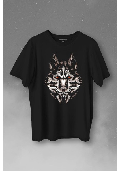 Kurt Kafası Wolf Head Bozkurt Kırmızı Gözlü Baskılı Tişört T-Shirt