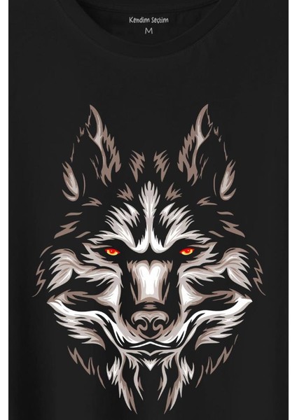 Kurt Kafası Wolf Head Bozkurt Kırmızı Gözlü Baskılı Tişört T-Shirt fiyatları