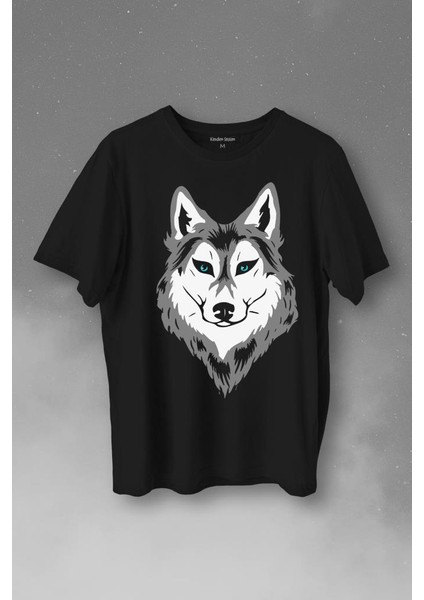 Kurt Kafası Wolf Head Bozkurt Yeşil Gözlü Baskılı Tişört T-Shirt