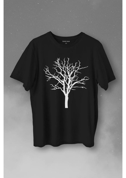 Nature Hayat Ağacı Kuru Ağaç Silüeti Baskılı Tişört T-Shirt