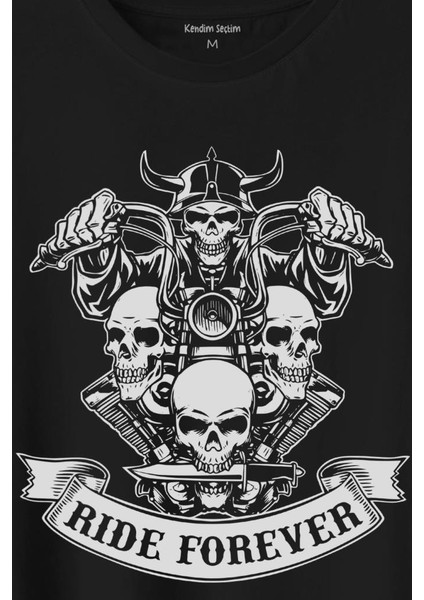 Motorcycle Skull Ride Forever Motosiklet Baskılı Tişört T-Shirt fiyatları