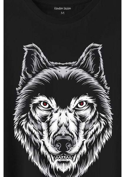 Kırmızı Gözlü Vahşi Kurt Kafası Wolf Head Bozkurt Baskılı Tişört T-Shirt fiyatları