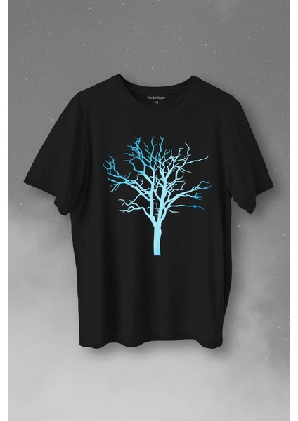 Nature Hayat Ağacı Kuru Ağaç Silüeti Baskılı Tişört T-Shirt