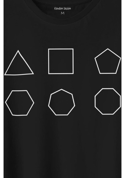 Geometri Çokgenler Üçgen Beşgen Altıgen Sekizgen Baskılı Tişört T-Shirt fiyatları