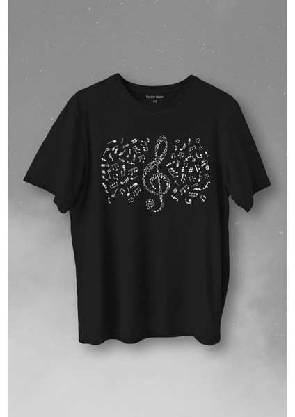 Sol Anahtarı Notalar Müzik Notası Enstrüman Konservatuar Baskılı Tişört T-Shirt
