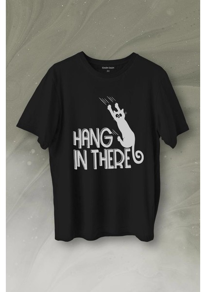 Han In There Tırmalayan Kedi Asla Pes Etme Baskılı Tişört T-Shirt