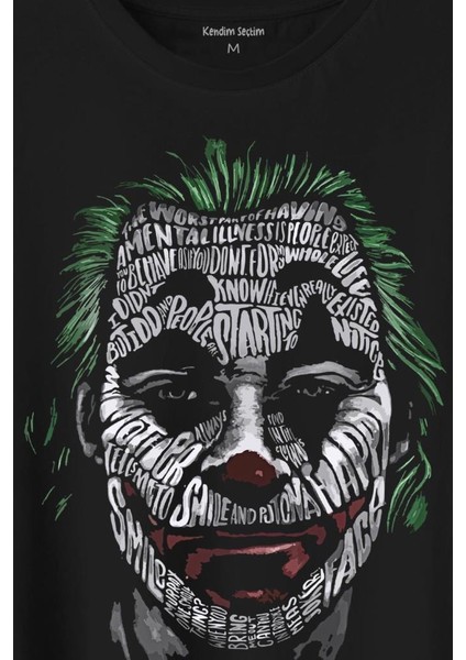 Batman Joker Typograpyh Tipografik Silüet Baskılı Tişört T-Shirt