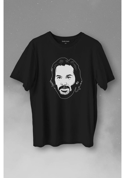 John Wick Keanu Reeves Charles Portre Silüeti Baskılı Tişört T-Shirt