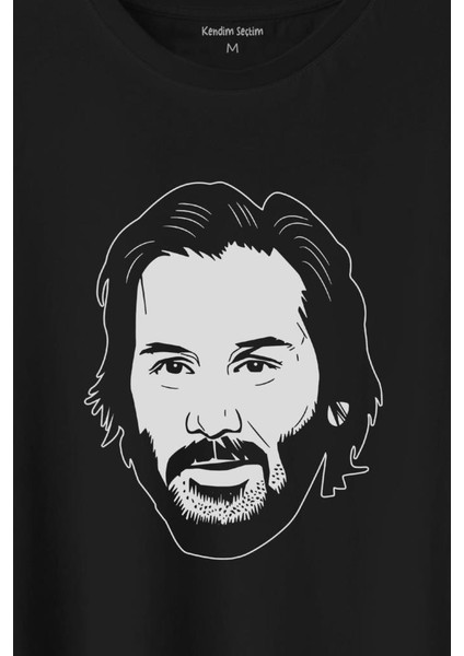John Wick Keanu Reeves Charles Portre Silüeti Baskılı Tişört T-Shirt