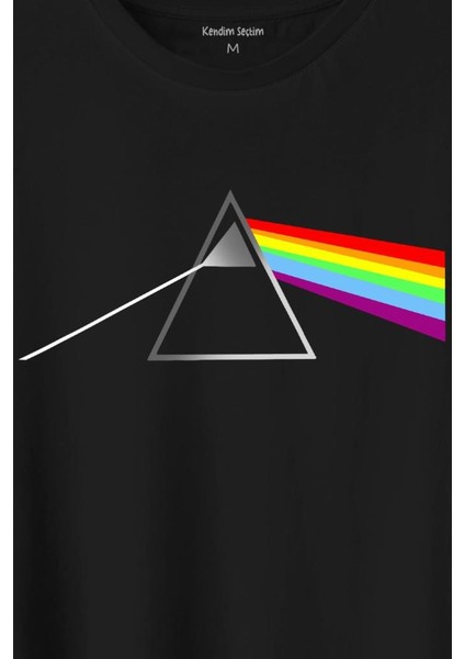 Pink Floyd Prizma Kırılan Işık Tayfı Gök Kuşağı Renkleri Baskılı Tişört T-Shirt fiyatları