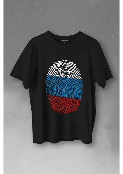 Fransa Bayrağı Damgası Parmak Izi Baskılı Tişört T-Shirt
