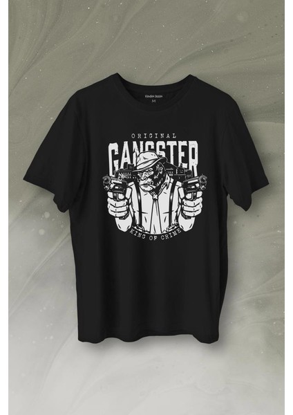 Smoking Gorilla Sigara Içen Katil Maymun Ganster Mafya Baskılı Tişört T-Shirt