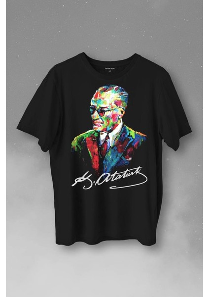 Karizma Gözlüklü Gazi Mustafa Kemal Atatürk Portresi Baskılı Tişört T-Shirt