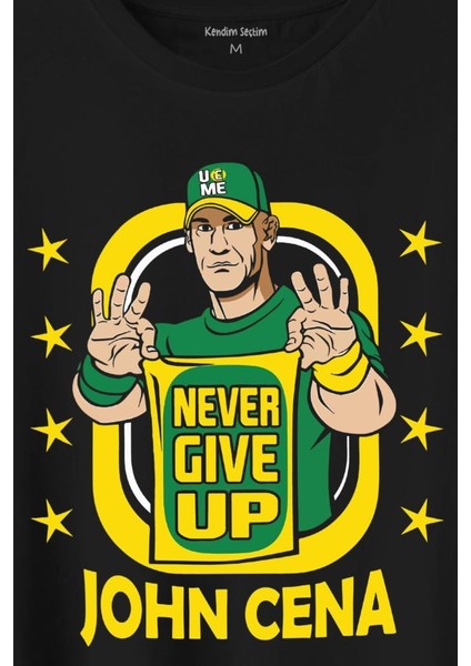 Kendim Seçtim John Cena Wwe Logo Never Give Up Amerikan Güreşi Baskılı Tişört  T-Shirt