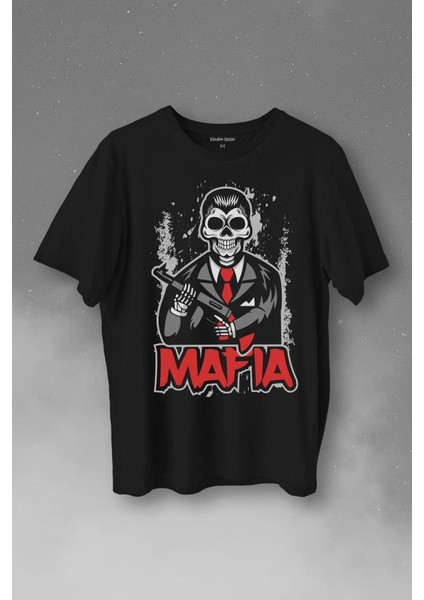 Skull Ganster Mafia Temalı Silahlı Adam Baskılı Tişört T-Shirt