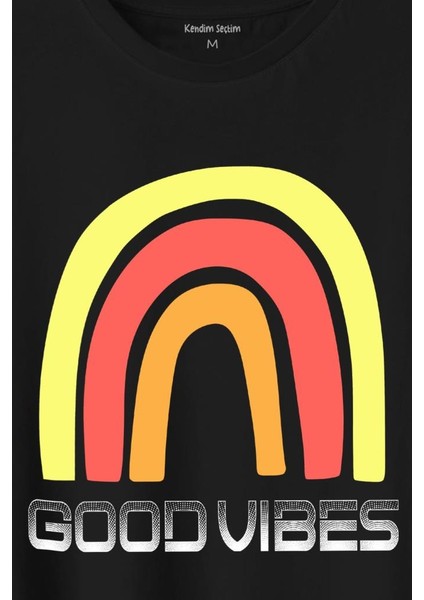 Good Vibes Gökkuşağı Rainbow Cisniyet Eşitlik Özgürlüğü Baskılı Tişört T-Shirt