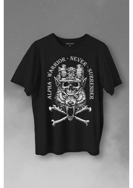Alpha Warrior Military Savaşçı Kurt Bozkurt Baskılı Tişört T-Shirt