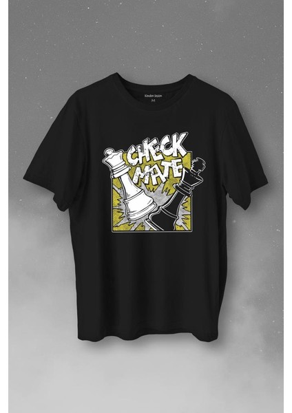 Şah Mat Satranç Check Mate Chess Kral Kraliçe Gambit Baskılı Tişört T-Shirt