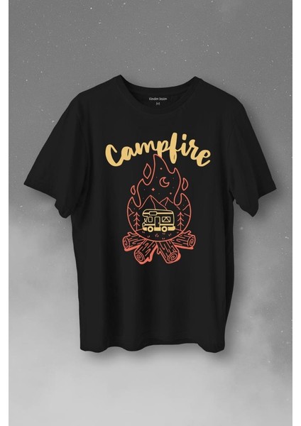 Camping Fire Kamp Ateşi Outdoor Travel Gezgin Baskılı Tişört T-Shirt