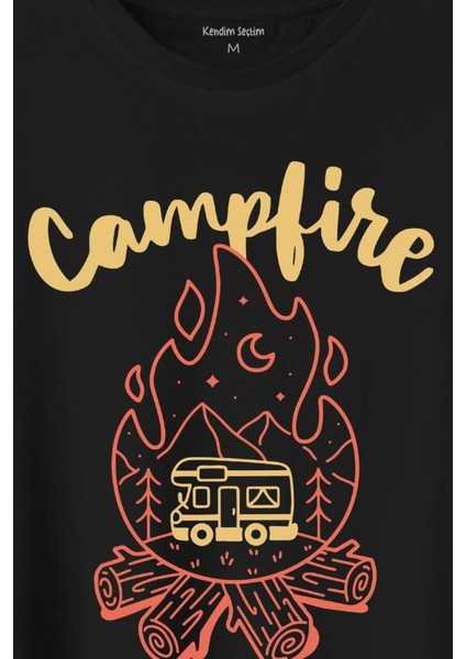 Camping Fire Kamp Ateşi Outdoor Travel Gezgin Baskılı Tişört T-Shirt fiyatları