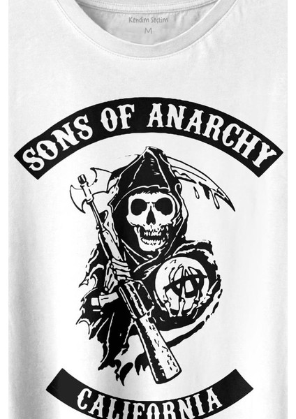 Sons Of Anarchy California Skull Hayalet Baskılı Tişört T-Shirt Beyaz fiyatları