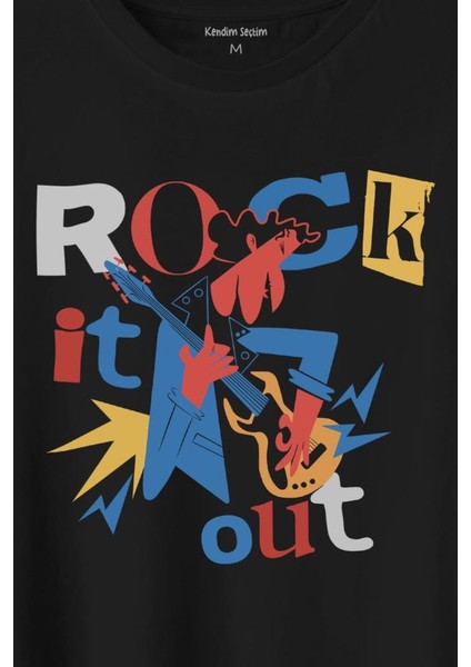 Rockstar Rock It Out Guitar Gitarist Baskılı Tişört T-Shirt fiyatları