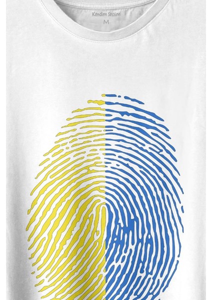 Fenerbahçe Sarı Lacivert Parmak Izi Baskılı Tişört T-Shirt Beyaz fiyatları