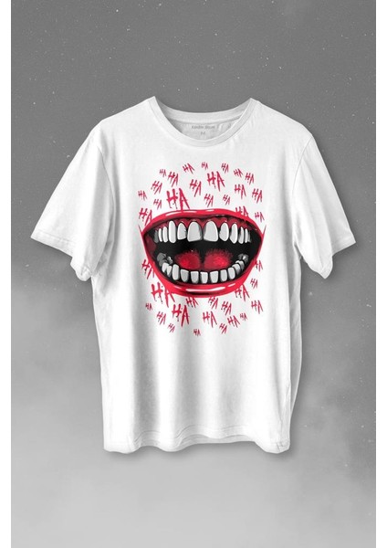 Suicide Squad Ha Ha Ha Kahkaha Gülücük Gülme Baskılı Tişört T-Shirt Beyaz