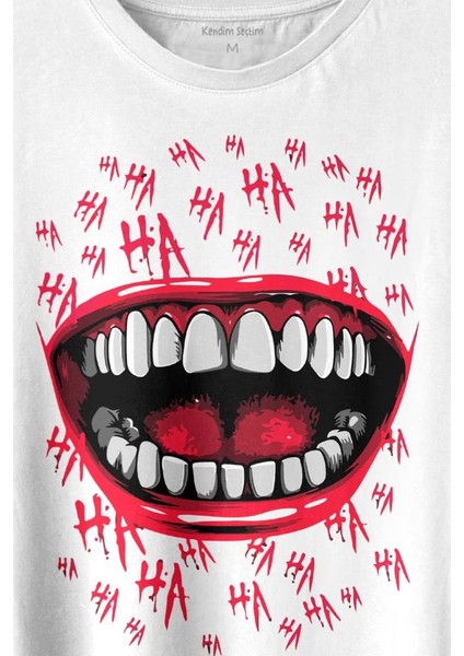 Suicide Squad Ha Ha Ha Kahkaha Gülücük Gülme Baskılı Tişört T-Shirt Beyaz fiyatları