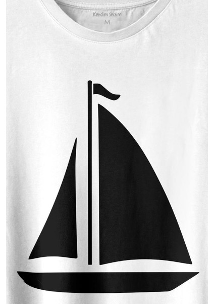 Yelkenli Gemi Silüeti Baskılı Tişört T-Shirt Beyaz fiyatları