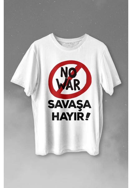 No War Savaşa Hayır Barış Istiyoruz Baskılı Tişört T-Shirt Beyaz