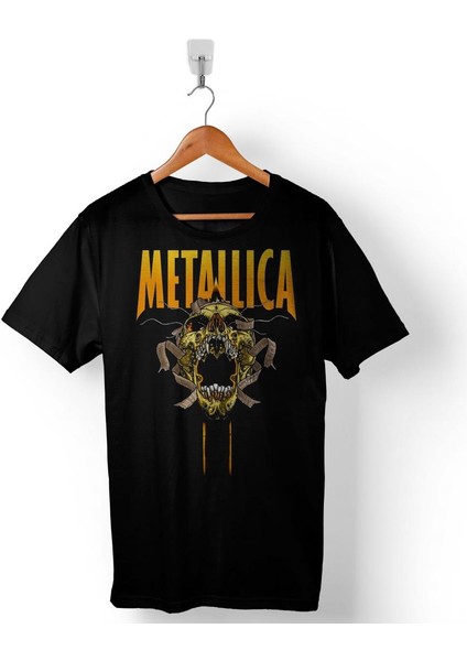 Metallıca Kuru Kafa Skull Yılan Heavy Metal Erkek Tişört