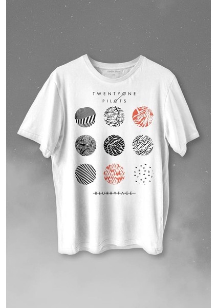 Twenty One Pilots Logo Stressed Baskılı Tişört T-Shirt Beyaz