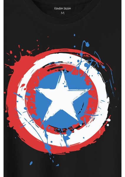 Captain America Kaptan Amerika Kalkan Logo Baskılı Tişört T-Shirt fiyatları