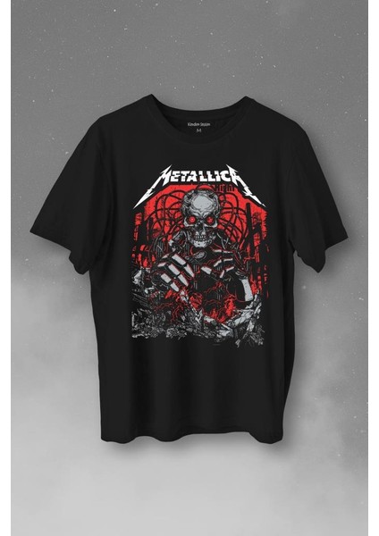 Metallica Rock Music Metal Skull Kuru Kafa James Lars Kırk Robert Baskılı Tişört T-Shirt