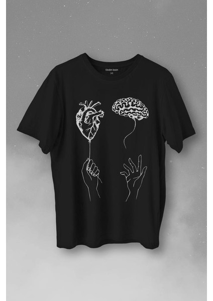 Kalp ve Beyin Aşk Akıl Mantık Duygusal Zeka Baskılı Tişört T-Shirt