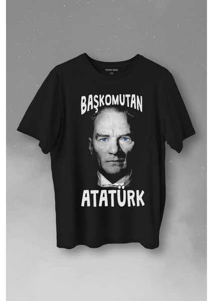 Başkomutan Atatürk Mavi Gözlü Gazi Reis Baş Komutan Baskılı Tişört T-Shirt