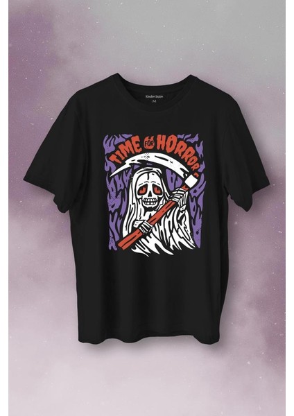 Horror Minimal Funny Kara Komik Korku Urban Baskılı Tişört T-Shirt