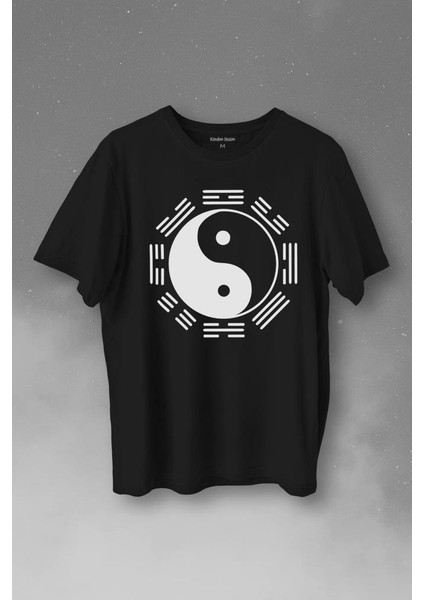 Siyah ve Beyaz Ying Yang Pokemon Minimal Baskılı Tişört T-Shirt