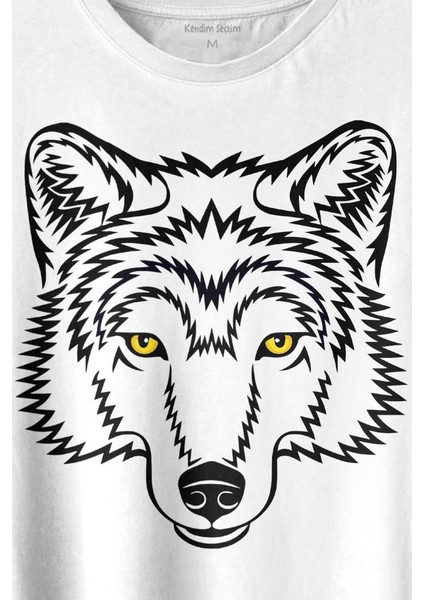 Wolf Head Kurt Silüeti Kafa Bozkurt Baskılı Tişört T-Shirt Beyaz fiyatları