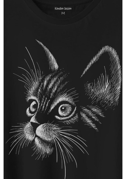 Kedi Silüeti Black Cat Çizim Baskılı Tişört T-Shirt fiyatları